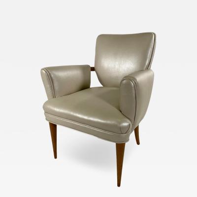 American Modern Bleached Mahogany and Leather Armchair Paul Frankl