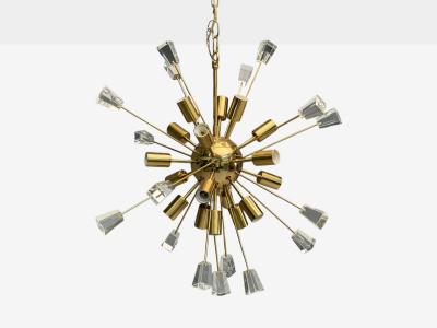 American Modern Brass Lucite Sputnik Chandelier USA 1980s
