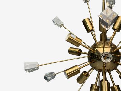 American Modern Brass Lucite Sputnik Chandelier USA 1980s