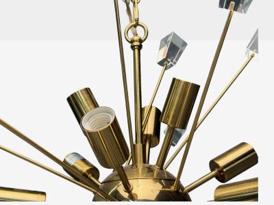 American Modern Brass Lucite Sputnik Chandelier USA 1980s