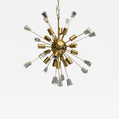 American Modern Brass Lucite Sputnik Chandelier USA 1980s