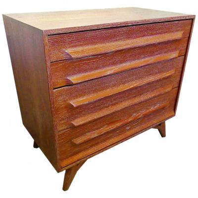 American Modern Cerused Oak Five Drawer Chest 1950s