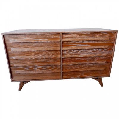 American Modern Cerused Oak Ten Drawer Chest 1950s