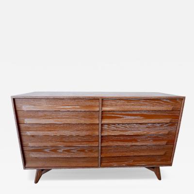 American Modern Cerused Oak Ten Drawer Chest 1950s