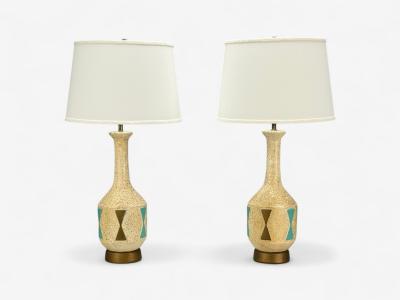 American Modern Chalkware Metal Table Lamps USA 1950s