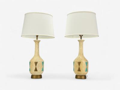 American Modern Chalkware Metal Table Lamps USA 1950s