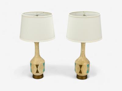 American Modern Chalkware Metal Table Lamps USA 1950s
