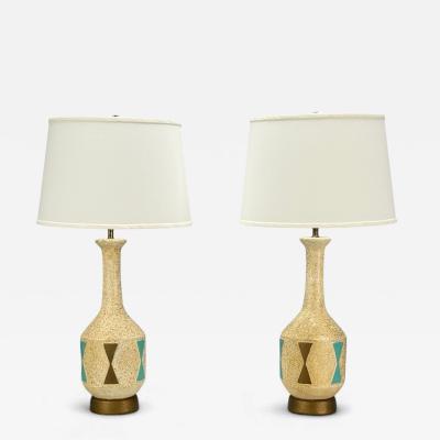 American Modern Chalkware Metal Table Lamps USA 1950s