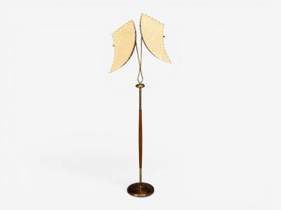 American Modern Floor Lamp Walnut Brass Vellum USA 1950s