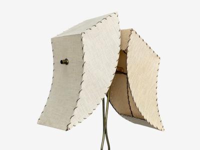 American Modern Floor Lamp Walnut Brass Vellum USA 1950s