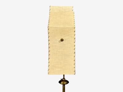 American Modern Floor Lamp Walnut Brass Vellum USA 1950s