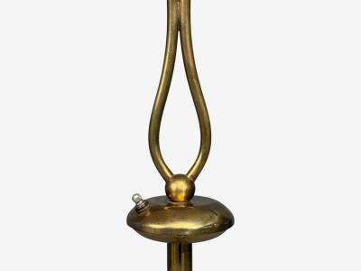 American Modern Floor Lamp Walnut Brass Vellum USA 1950s