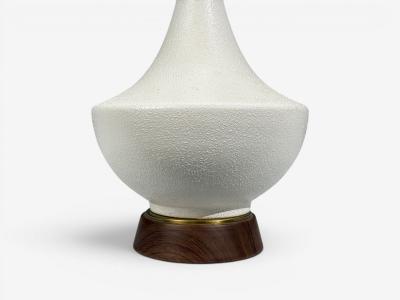 American Modern Large Table Lamps Porcelain Walnut Brass USA 1950s