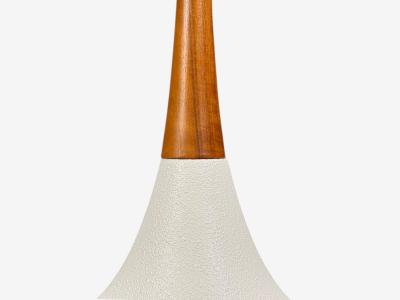American Modern Large Table Lamps Porcelain Walnut Brass USA 1950s