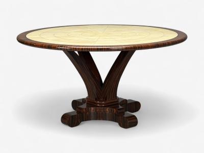 American Modern Macassar Ebony Shagreen Brass Table USA 2010s