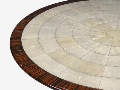 American Modern Macassar Ebony Shagreen Brass Table USA 2010s