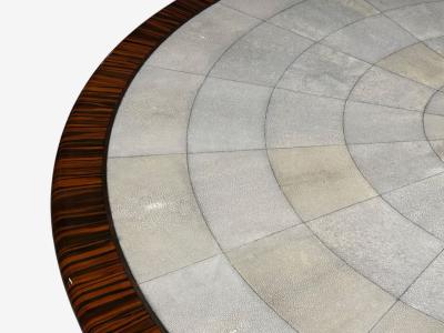 American Modern Macassar Ebony Shagreen Brass Table USA 2010s