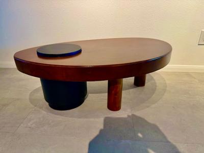 American Modern Mahogany and Black Metal Low Table 1960s