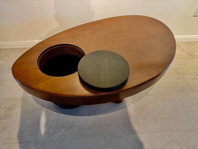 American Modern Mahogany and Black Metal Low Table 1960s