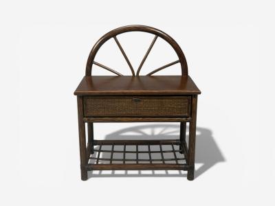 American Modern Nightstands Wood Cane USA 1980s