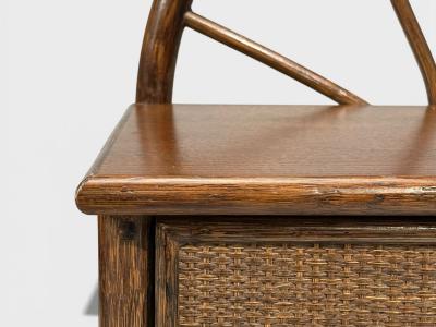 American Modern Nightstands Wood Cane USA 1980s
