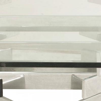 American Modern Octagonal Chrome and Glass Coffee Table