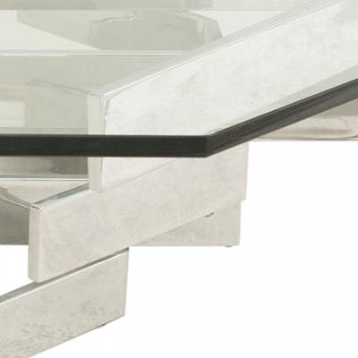 American Modern Octagonal Chrome and Glass Coffee Table