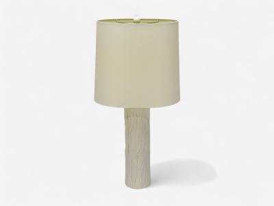 American Modern Plaster Faux Bois Table Lamp USA 1970s