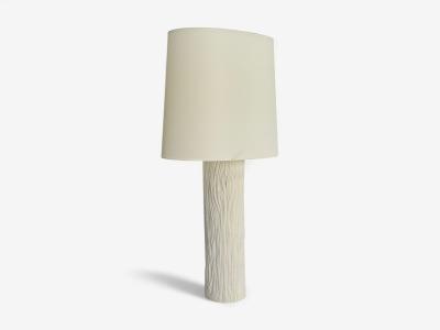 American Modern Plaster Faux Bois Table Lamp USA 1970s