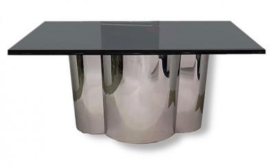American Modern Radial Round Dining Table Base with Quartz Crystal Top