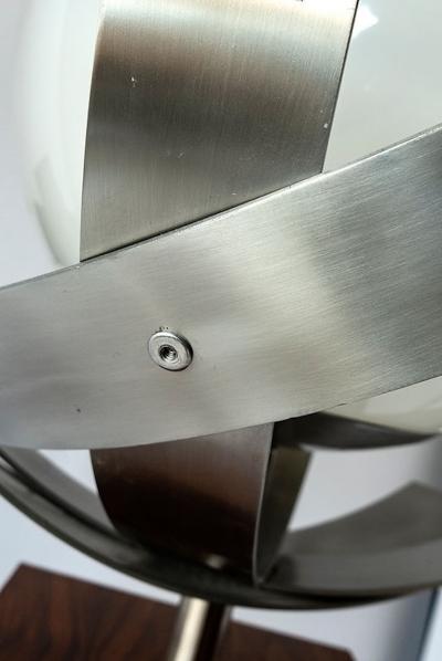 American Modern Rosewood Stainless Steel and Glass Floor Lamp