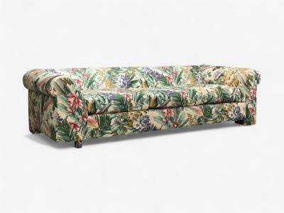 American Modern Tropical Fabric Monumental Custom Sofa USA 20th c 