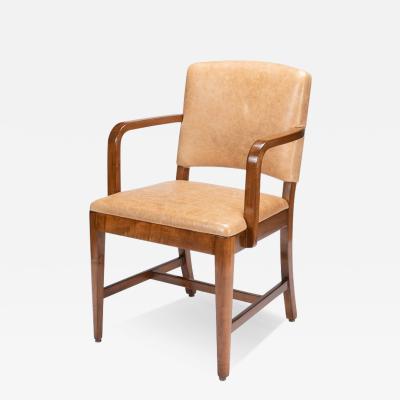 American Modernist maple leather armchair 1940s 