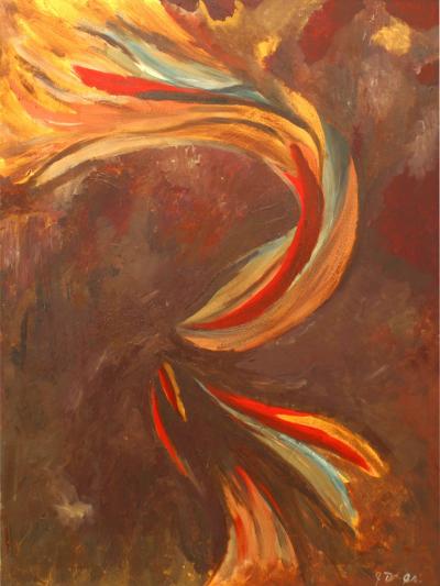 American Multicolored Flame Abstract Painting