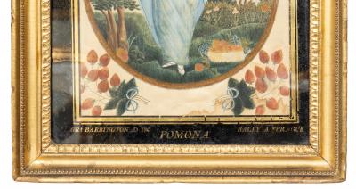 American Painted Silkwork Picture Depicting Pomona Goddess Of Fruits