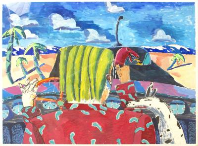 American Post War Car Watercolor