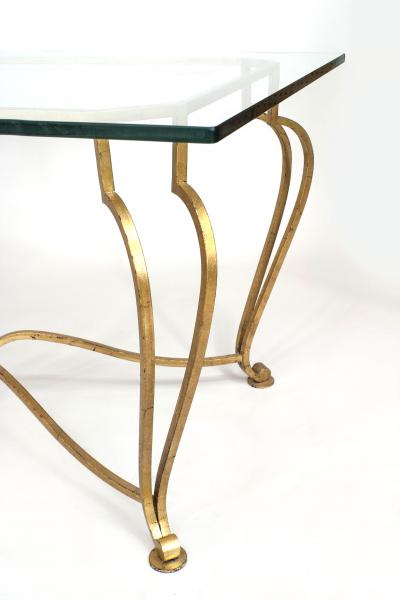 American Post War Gilt Center Table with Glass Top