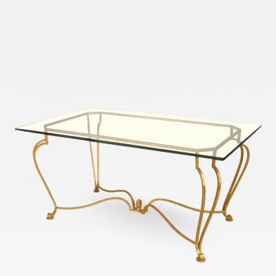 American Post War Gilt Center Table with Glass Top