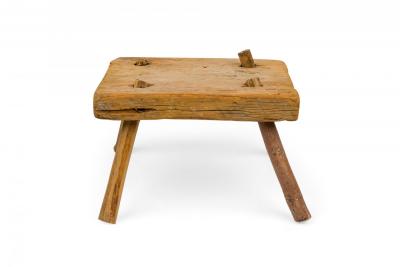 American Provincial Rustic Square Wooden Farm Stool