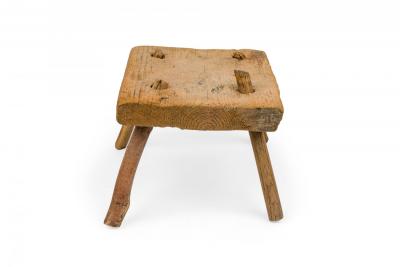 American Provincial Rustic Square Wooden Farm Stool
