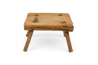 American Provincial Rustic Square Wooden Farm Stool