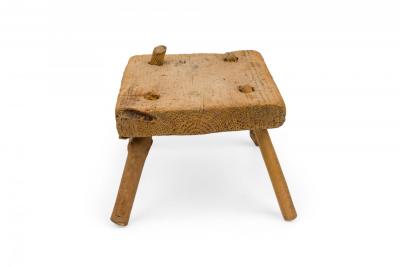American Provincial Rustic Square Wooden Farm Stool