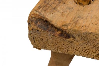 American Provincial Rustic Square Wooden Farm Stool