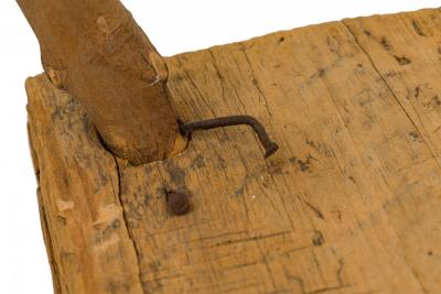 American Provincial Rustic Square Wooden Farm Stool