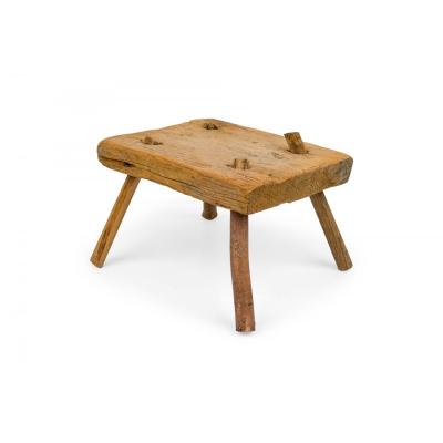 American Provincial Rustic Square Wooden Farm Stool