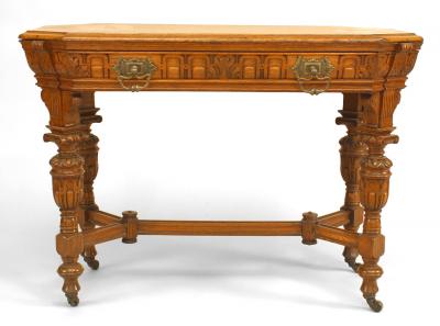 American Renaissance Revival Victorian Oak End Table