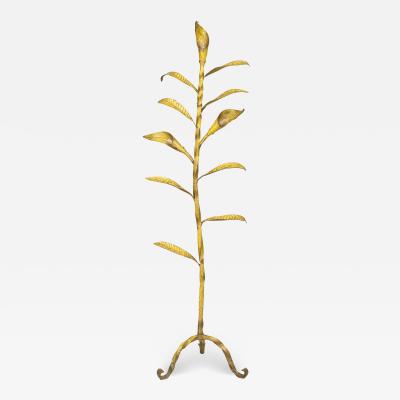 American Rustic Country Painted Metal Leaf Floor Lamp