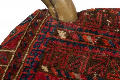 American Rustic Horn and Kilim Upholstered Chair Bench