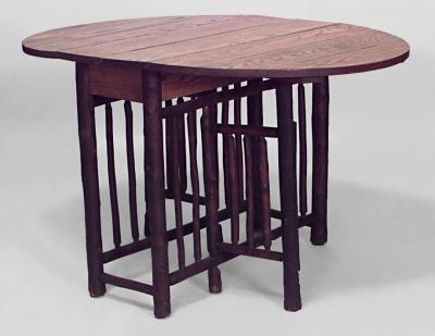 American Rustic Old Hickory Gate Leg Drop Leaf Dining Table