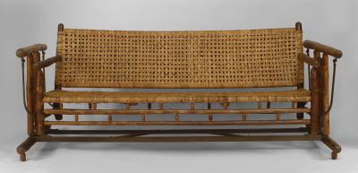 American Rustic Old Hickory Large Settee Porch Glider